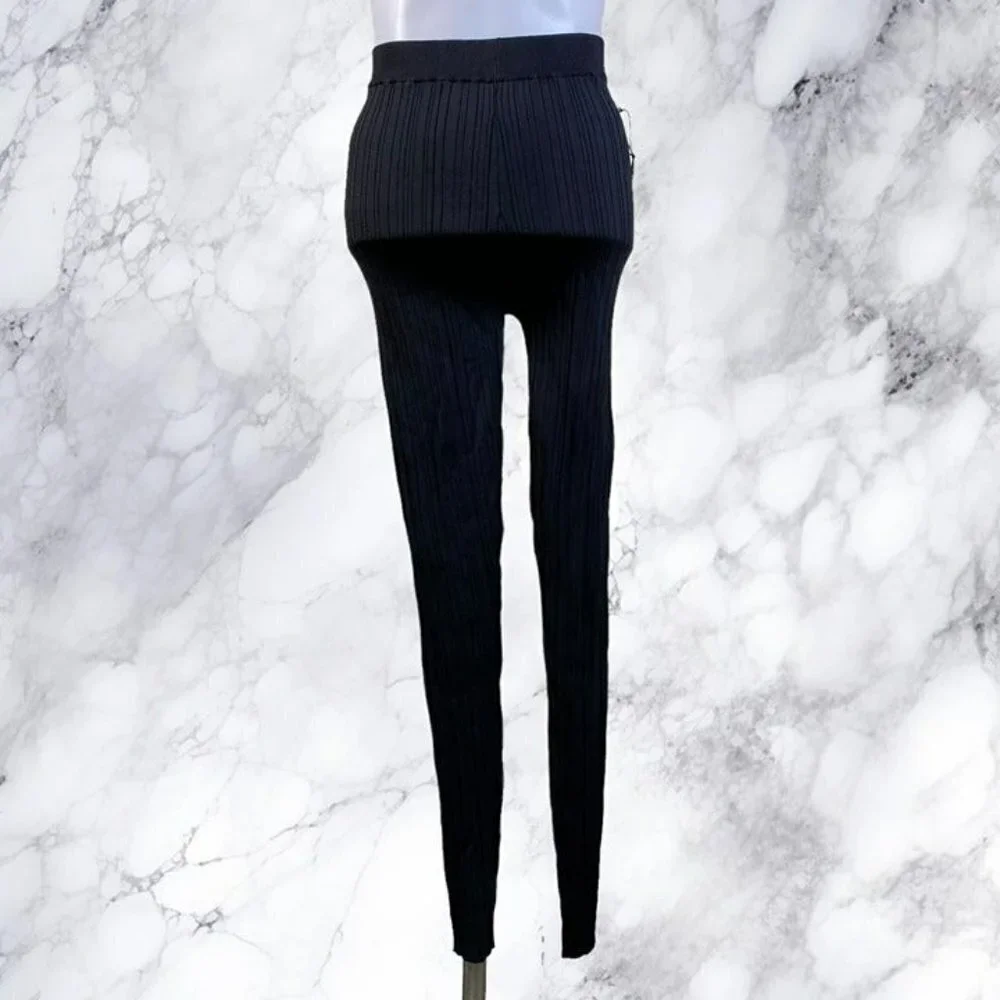 Michael Costello xREVOLVE Knit Ribbed Leggings - Black